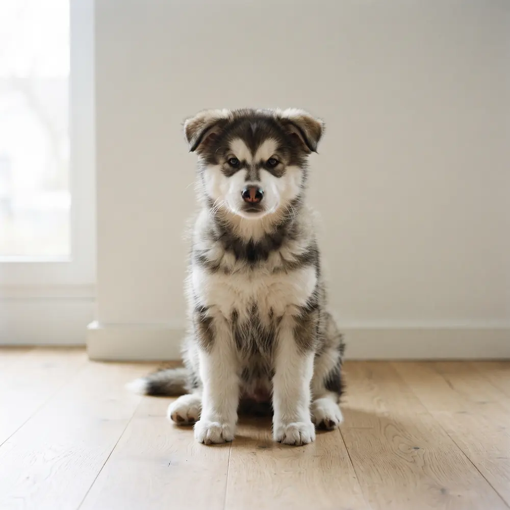 Illustration of a Alaskan Malamute: the breed standard colour coat. Not a photograph of a puppy for sale.