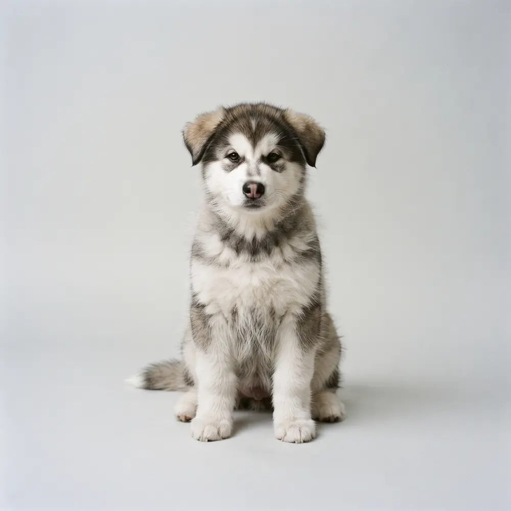 Illustration of a Alaskan Malamute: the breed standard colour coat. Not a photograph of a puppy for sale.