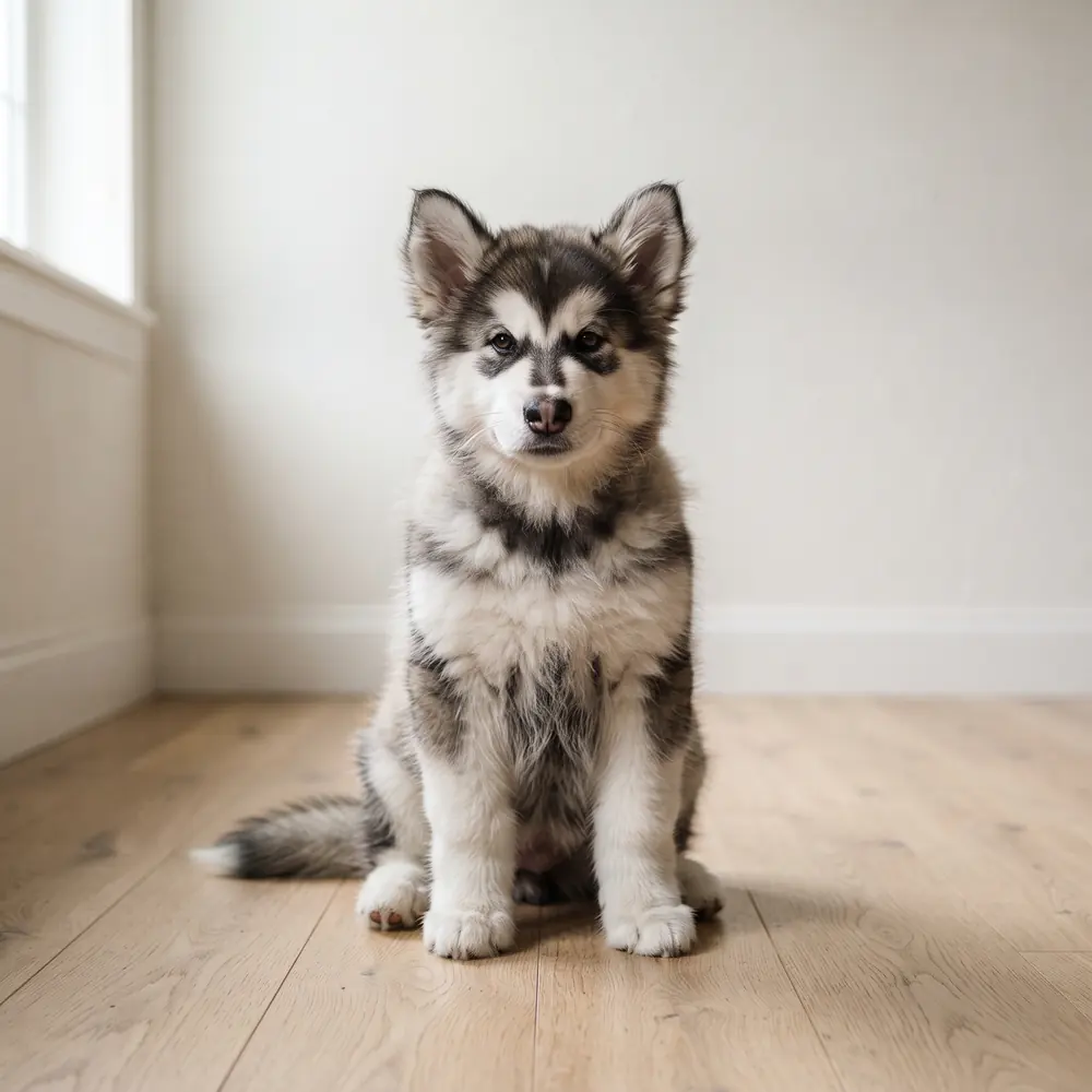 Illustration of a Alaskan Malamute: the breed standard colour coat. Not a photograph of a puppy for sale.