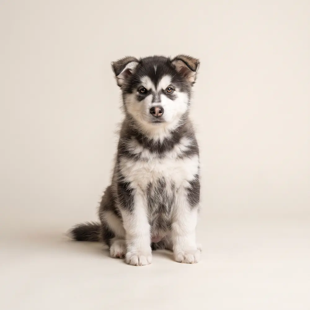 Illustration of a Alaskan Malamute: the breed standard colour coat. Not a photograph of a puppy for sale.