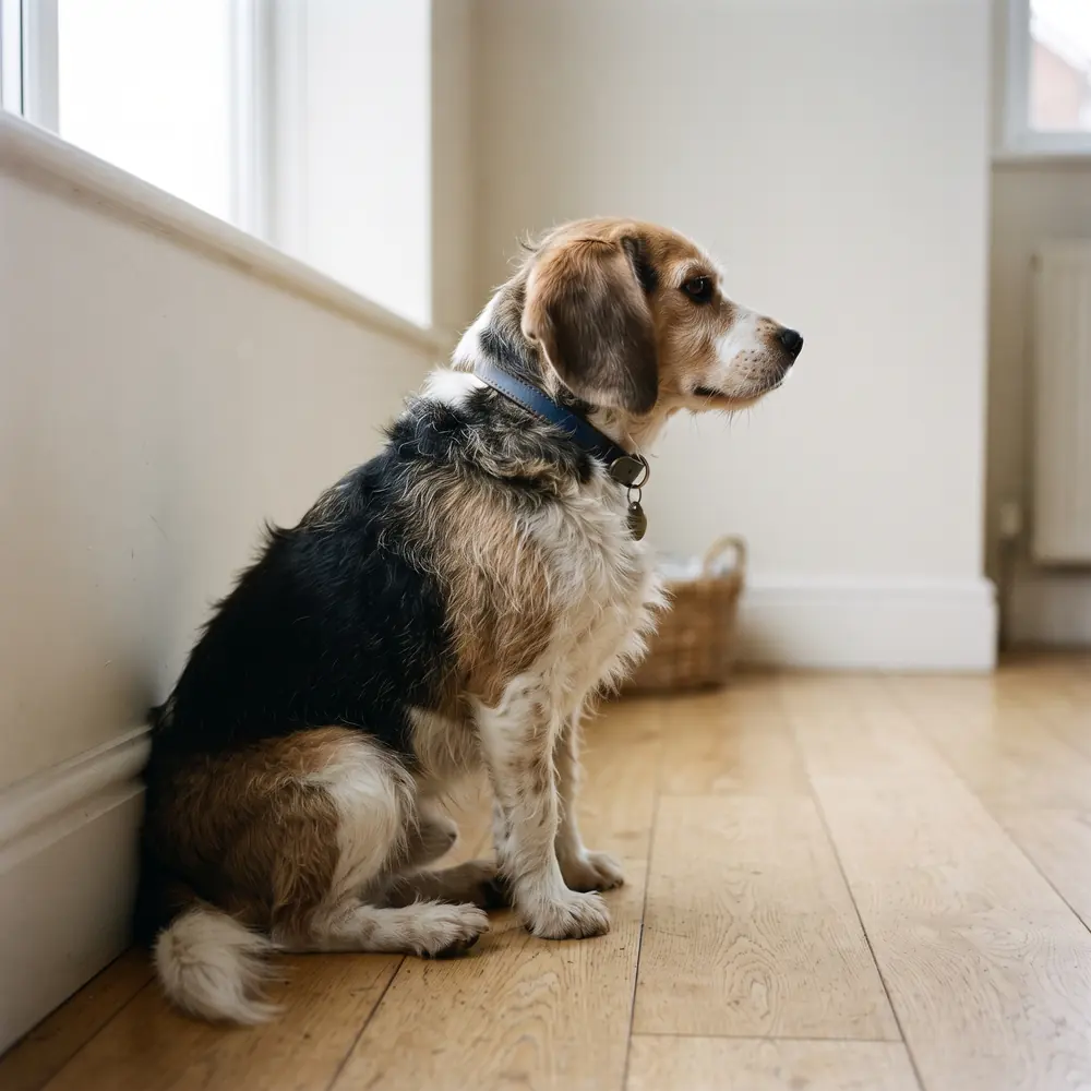 Illustration of a Beagle: the coat between grooms. Not a photograph of a puppy for sale.
