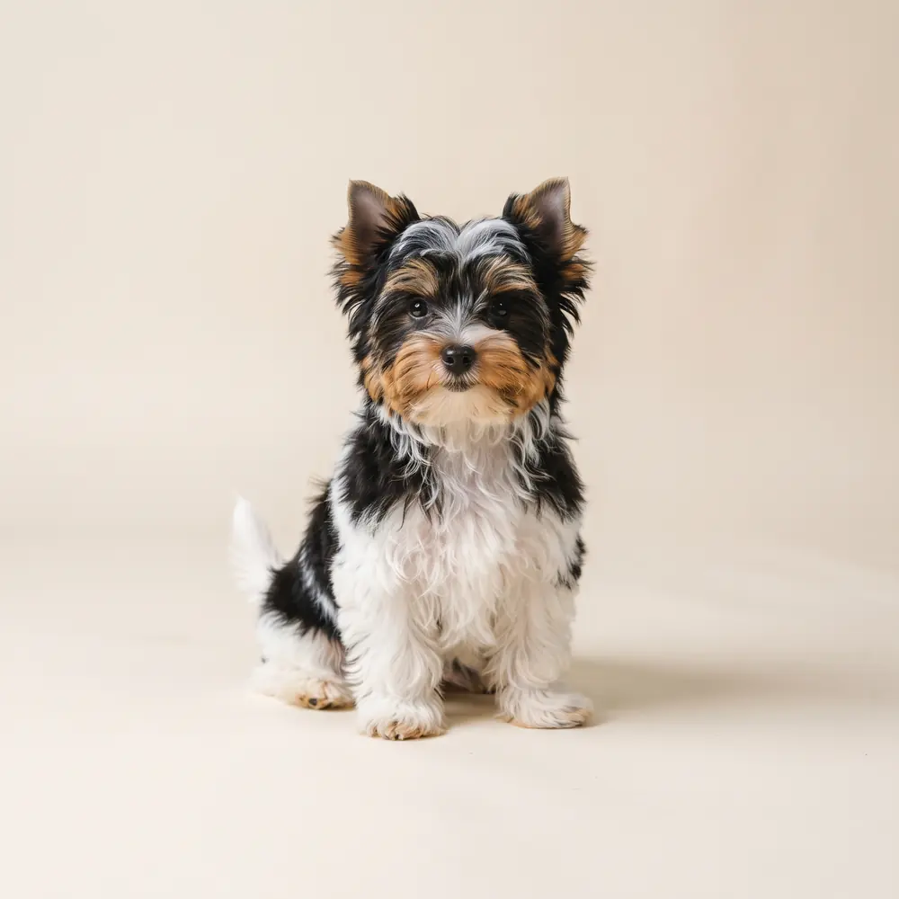 Illustration of a Biewer Terrier: tri-colour coat. Not a photograph of a puppy for sale.