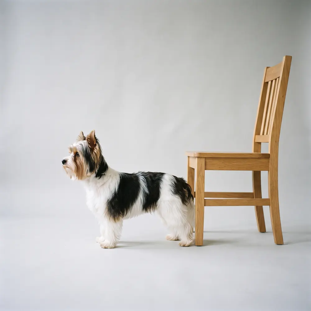Illustration of a Biewer Terrier: grown, about 2–3.5 kg. Not a photograph of a puppy for sale.