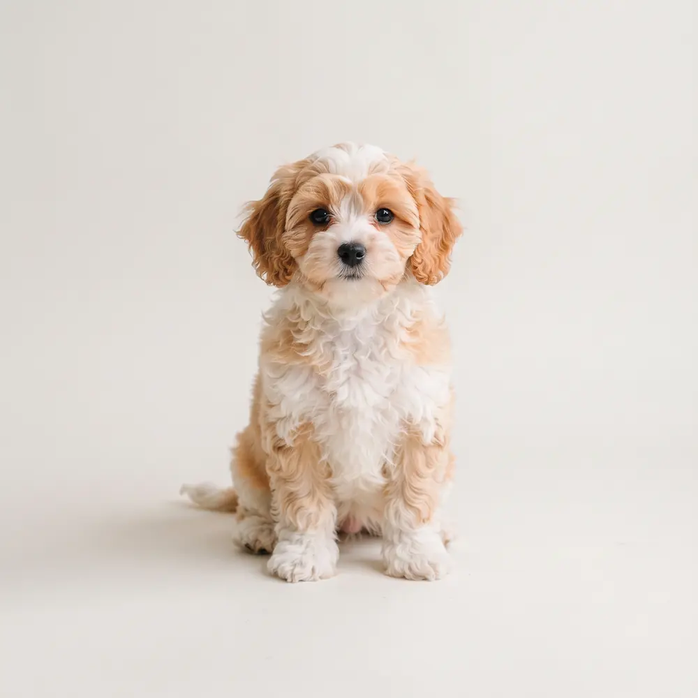 Illustration of a Cavachon: the breed standard colour coat. Not a photograph of a puppy for sale.