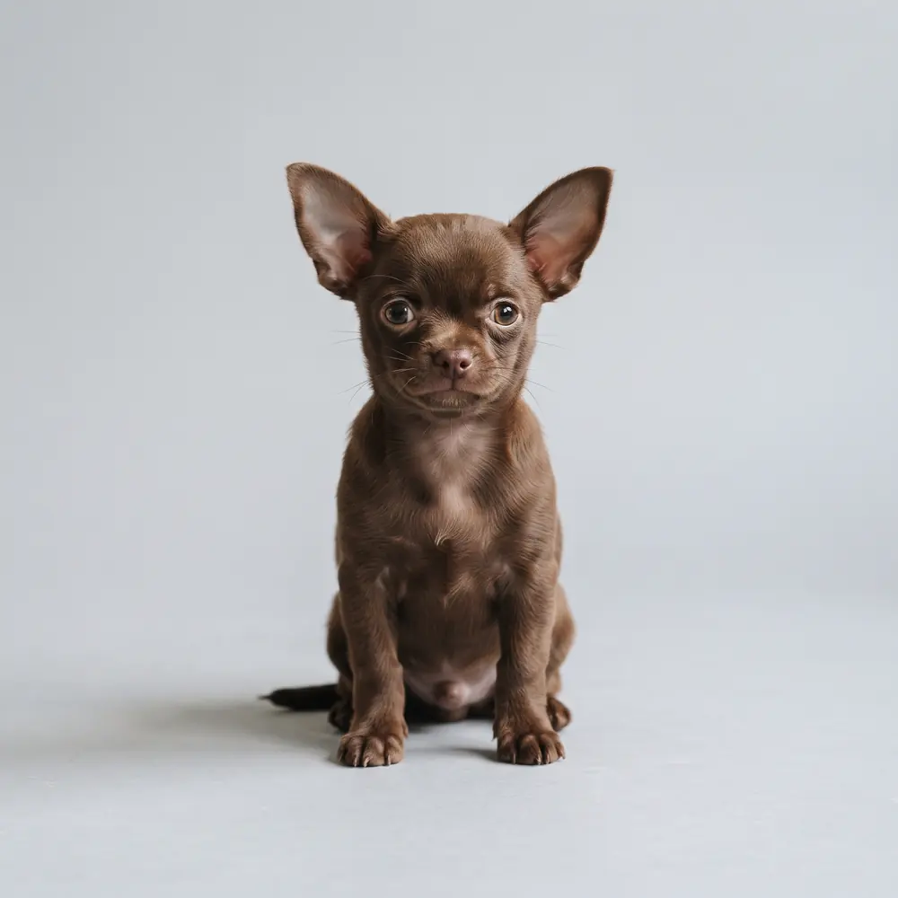 Illustration of a Chihuahua: chocolate coat. Not a photograph of a puppy for sale.
