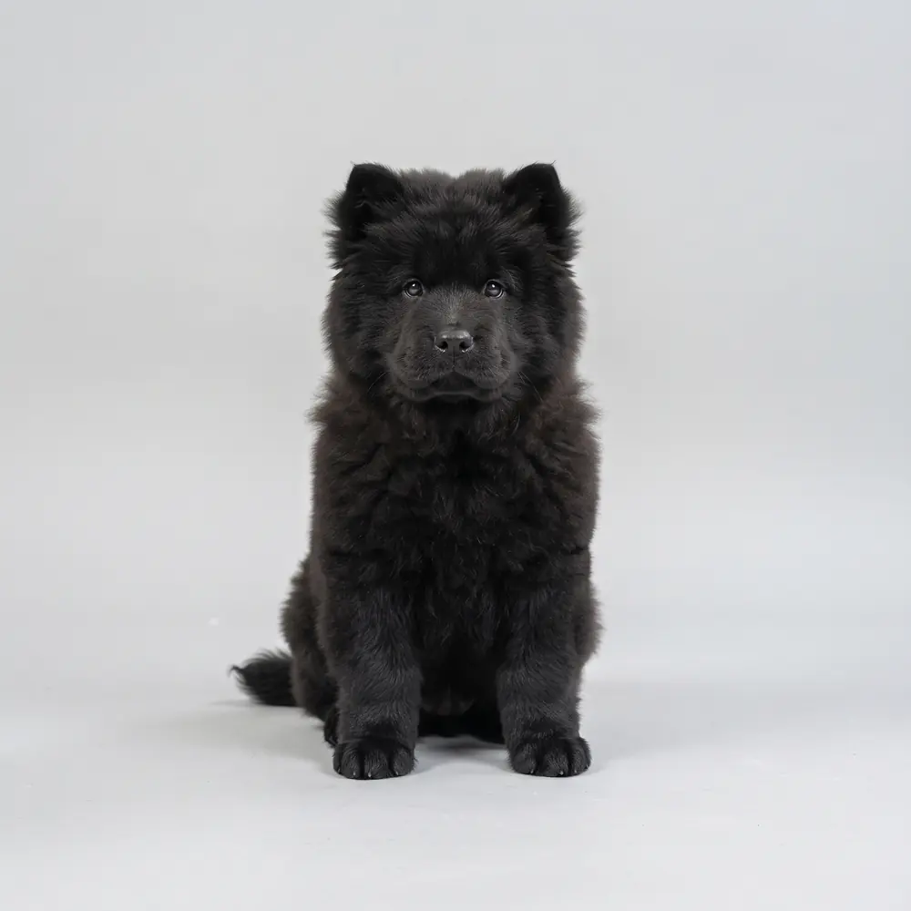 Illustration of a Chow Chow: black coat. Not a photograph of a puppy for sale.