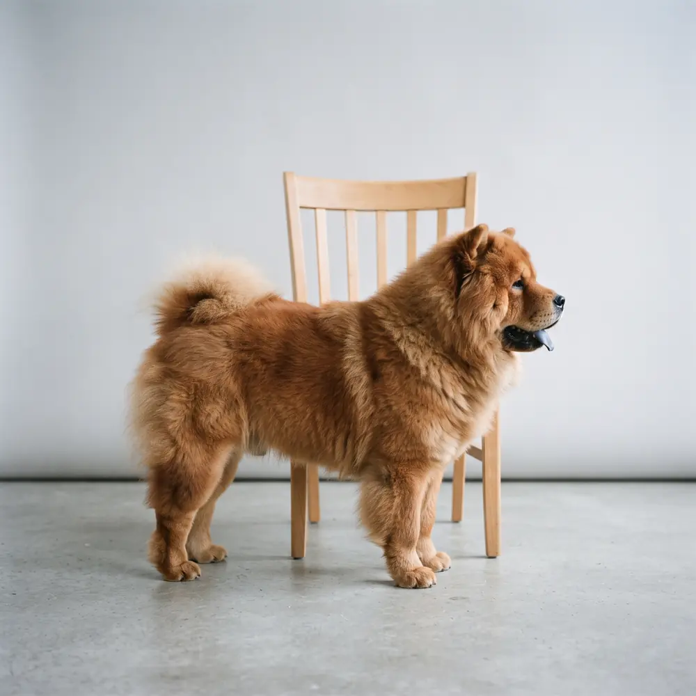 Illustration of a Chow Chow: grown, about 20–32 kg. Not a photograph of a puppy for sale.