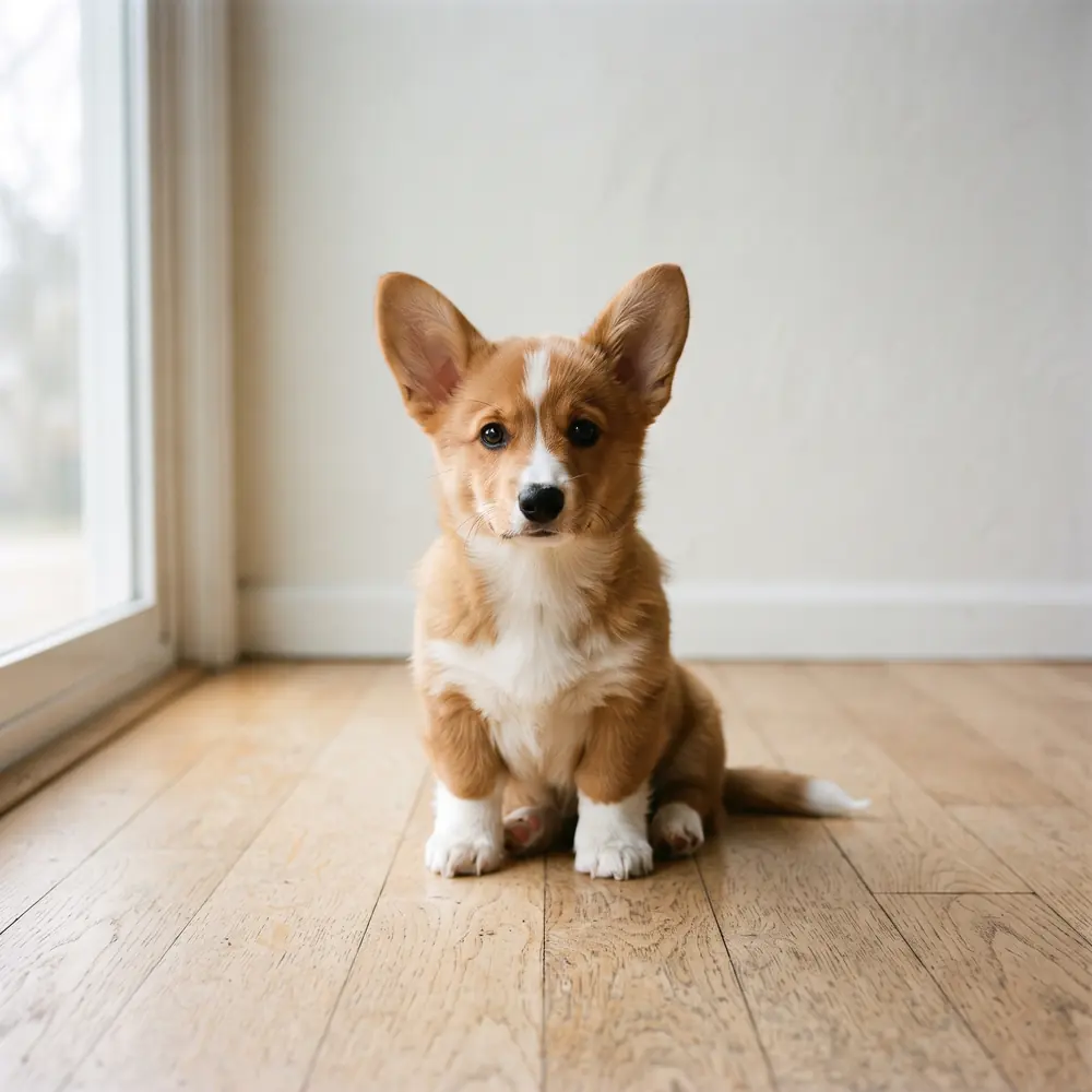 Illustration of a Corgi: red coat. Not a photograph of a puppy for sale.