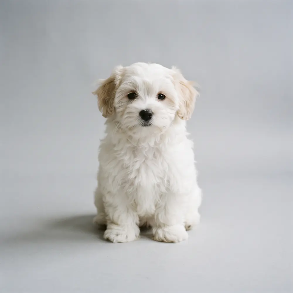 Illustration of a Coton de Tulear: the breed standard colour coat. Not a photograph of a puppy for sale.