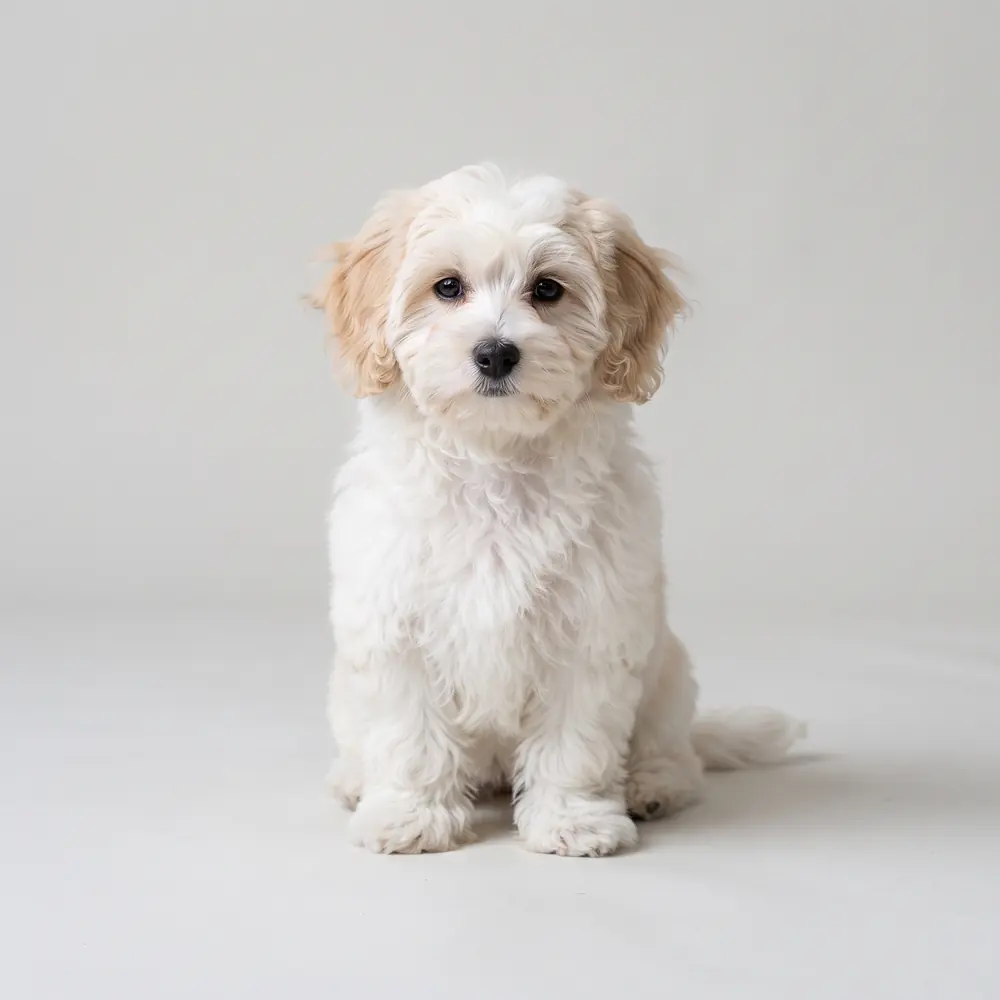 Illustration of a Coton de Tulear: the breed standard colour coat. Not a photograph of a puppy for sale.