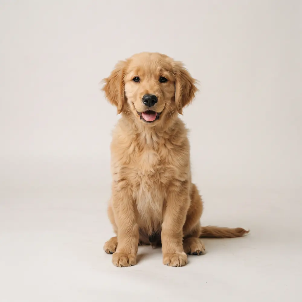 Illustration of a Golden Retriever: honey coat. Not a photograph of a puppy for sale.