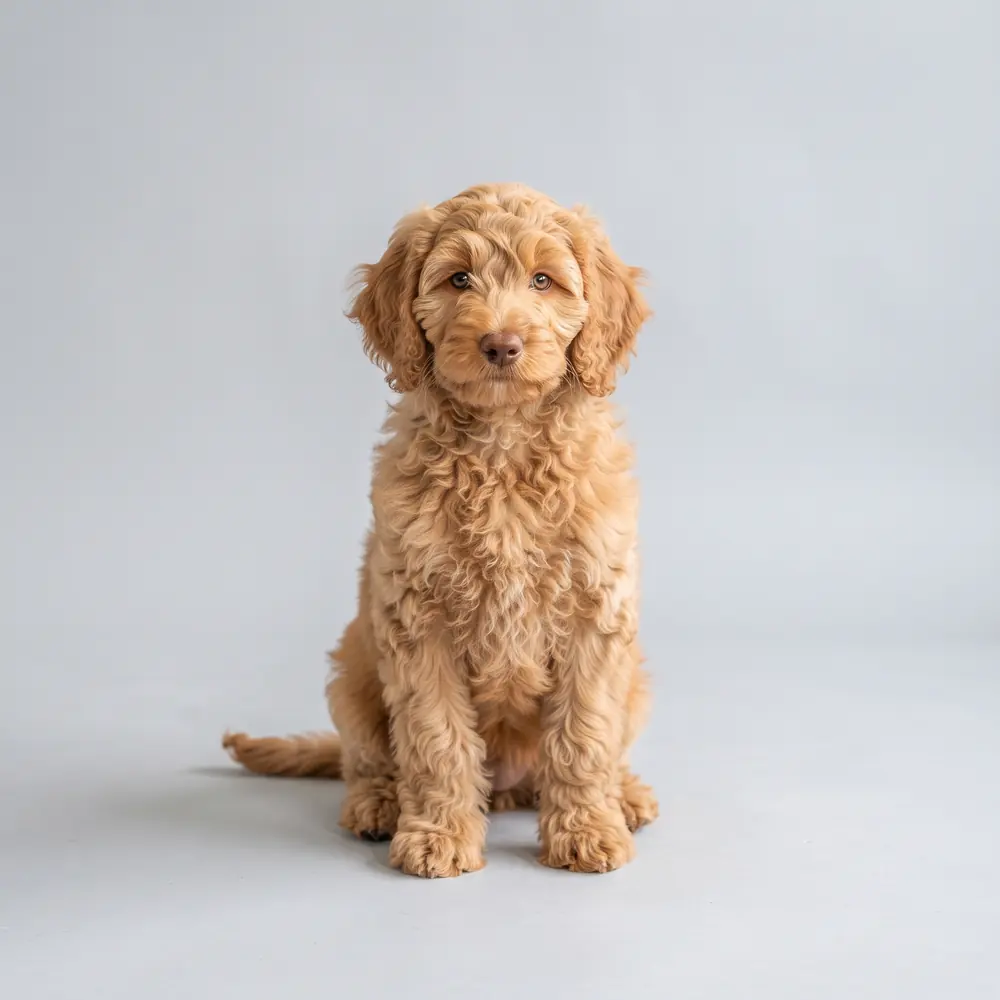 Illustration of a Goldendoodle: the breed standard colour coat. Not a photograph of a puppy for sale.
