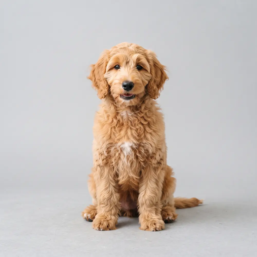 Illustration of a Goldendoodle: the breed standard colour coat. Not a photograph of a puppy for sale.