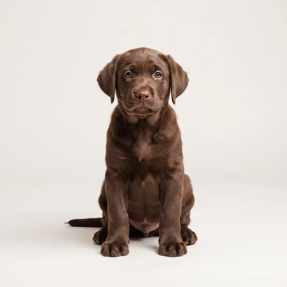 Illustration of a Labrador Retriever: chocolate coat. Not a photograph of a puppy for sale.