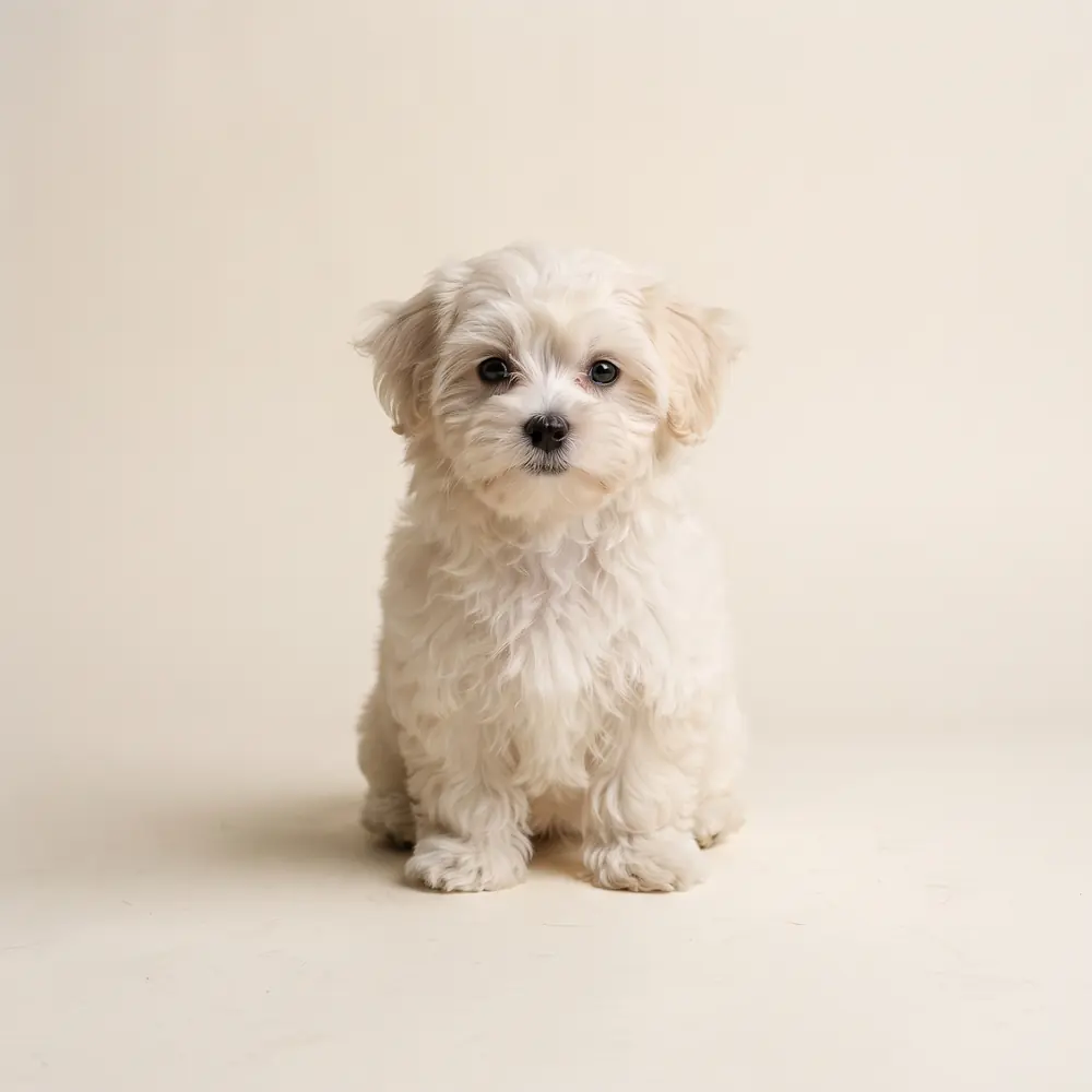 Illustration of a Maltese: ivory coat. Not a photograph of a puppy for sale.