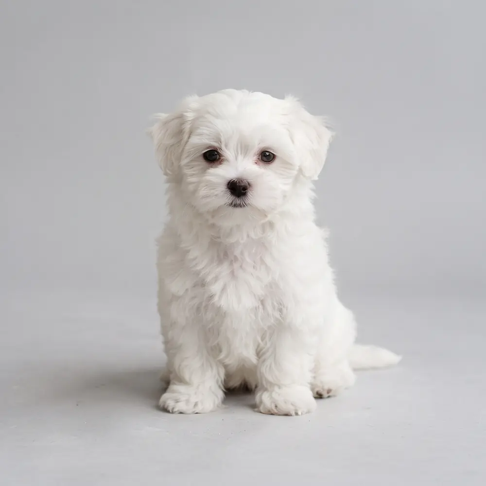 Illustration of a Maltese: snow white coat. Not a photograph of a puppy for sale.