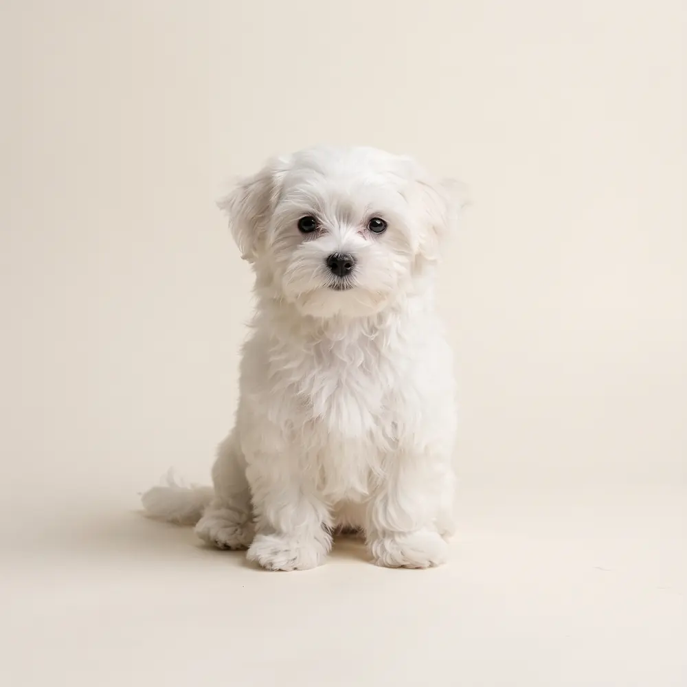 Illustration of a Maltese: white coat. Not a photograph of a puppy for sale.