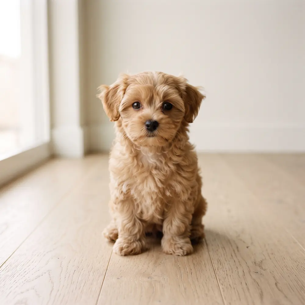 Illustration of a Morkie: tan coat. Not a photograph of a puppy for sale.