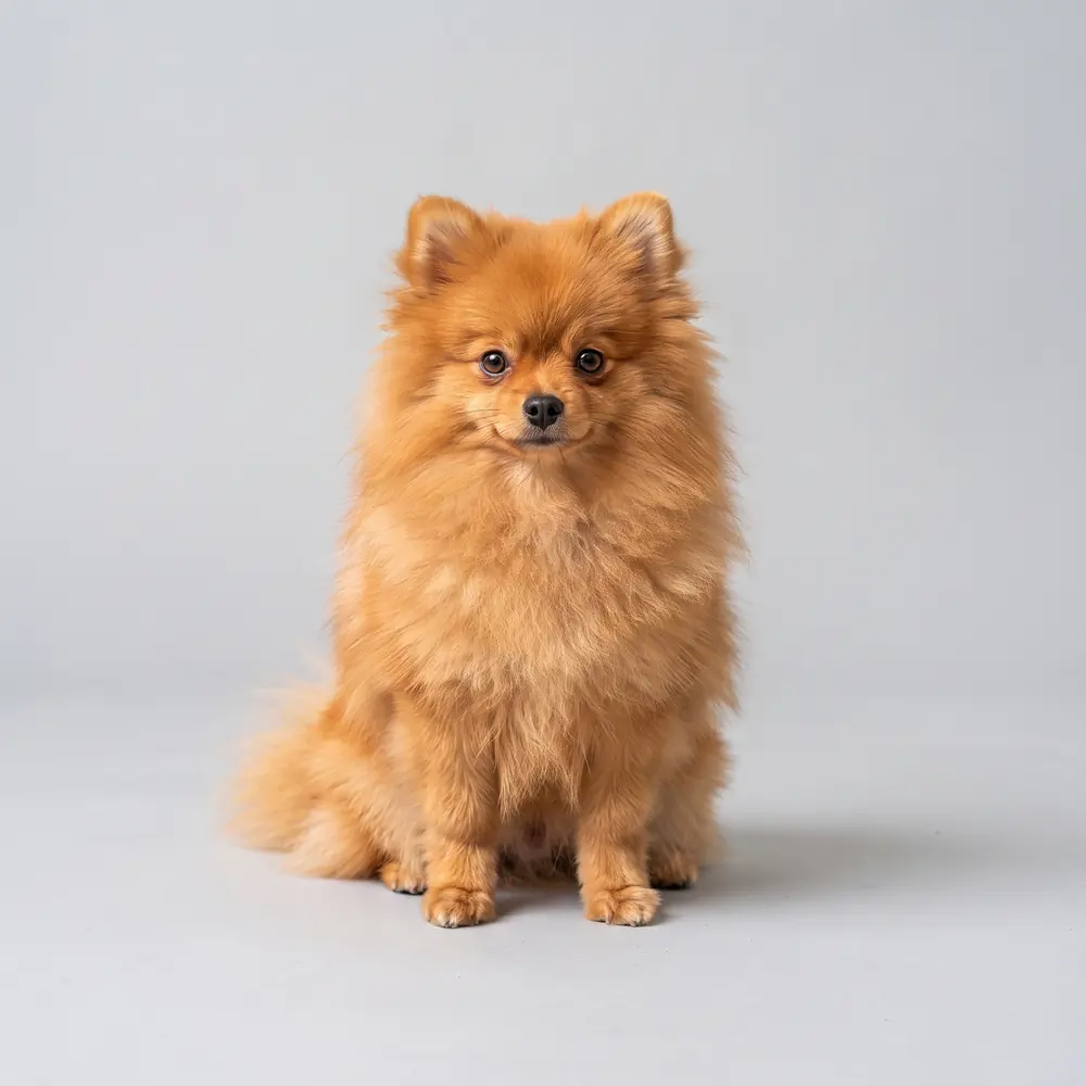 Illustration of a Pomeranian: orange coat. Not a photograph of a puppy for sale.