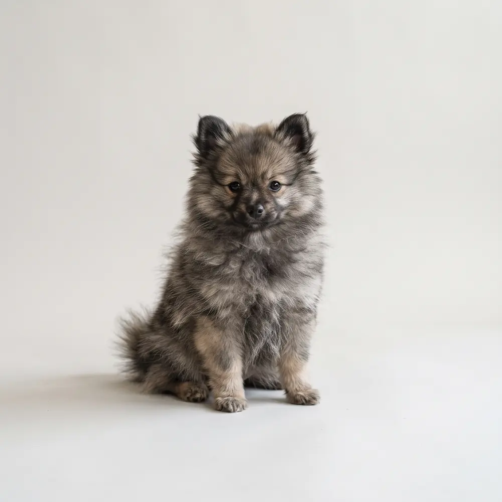 Illustration of a Pomeranian: wolf sable coat. Not a photograph of a puppy for sale.