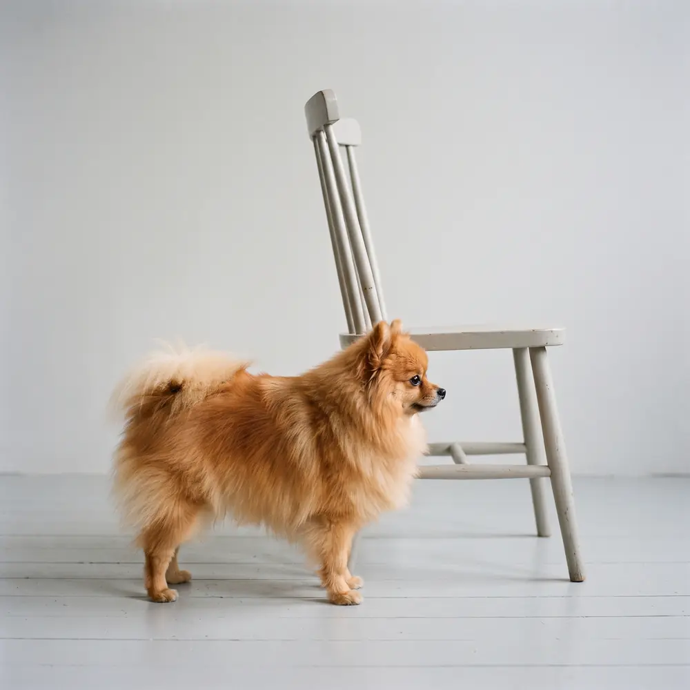 Illustration of a Pomeranian: grown, about 1.5–3.5 kg. Not a photograph of a puppy for sale.