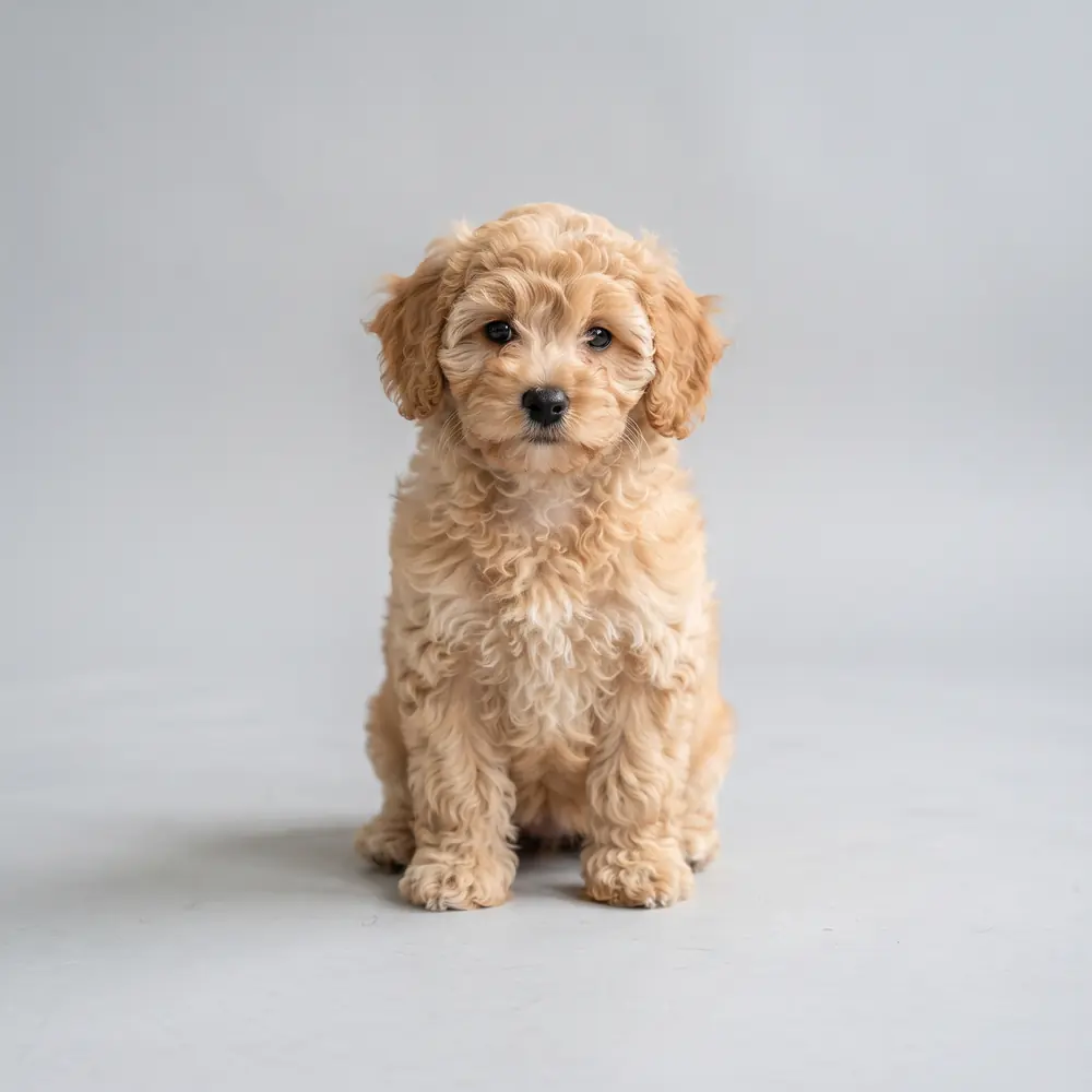 Illustration of a Poochon: the breed standard colour coat. Not a photograph of a puppy for sale.