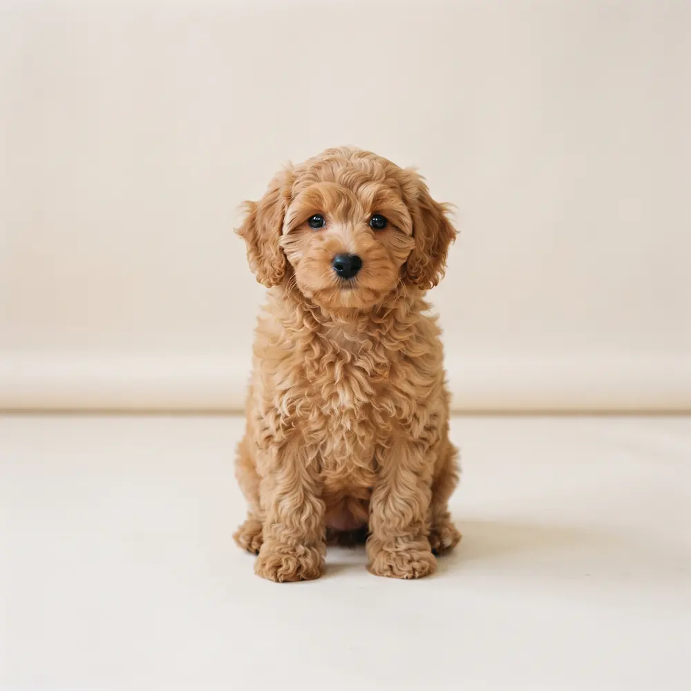 Illustration of a Poochon: the breed standard colour coat. Not a photograph of a puppy for sale.