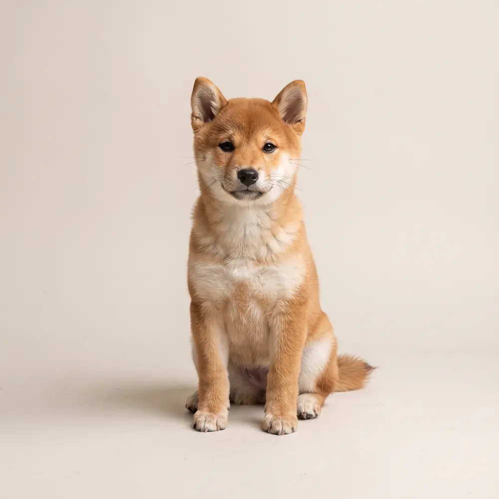 Illustration of a Shiba Inu: red coat. Not a photograph of a puppy for sale.