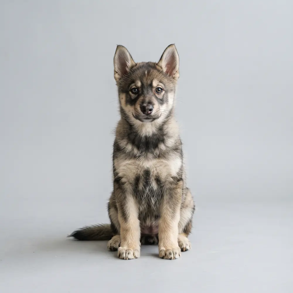 Illustration of a Siberian Husky: agouti coat. Not a photograph of a puppy for sale.