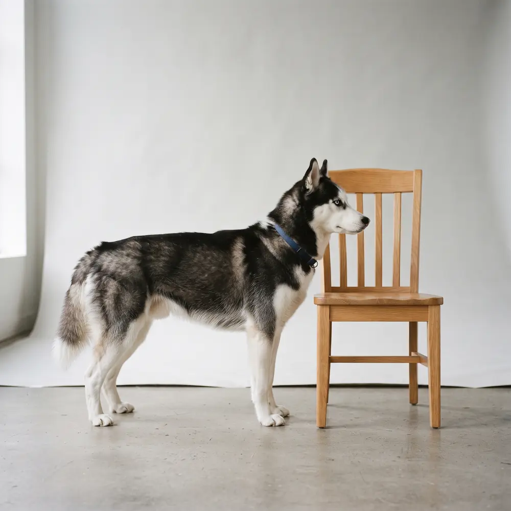 Illustration of a Siberian Husky: grown, about 16–27 kg. Not a photograph of a puppy for sale.