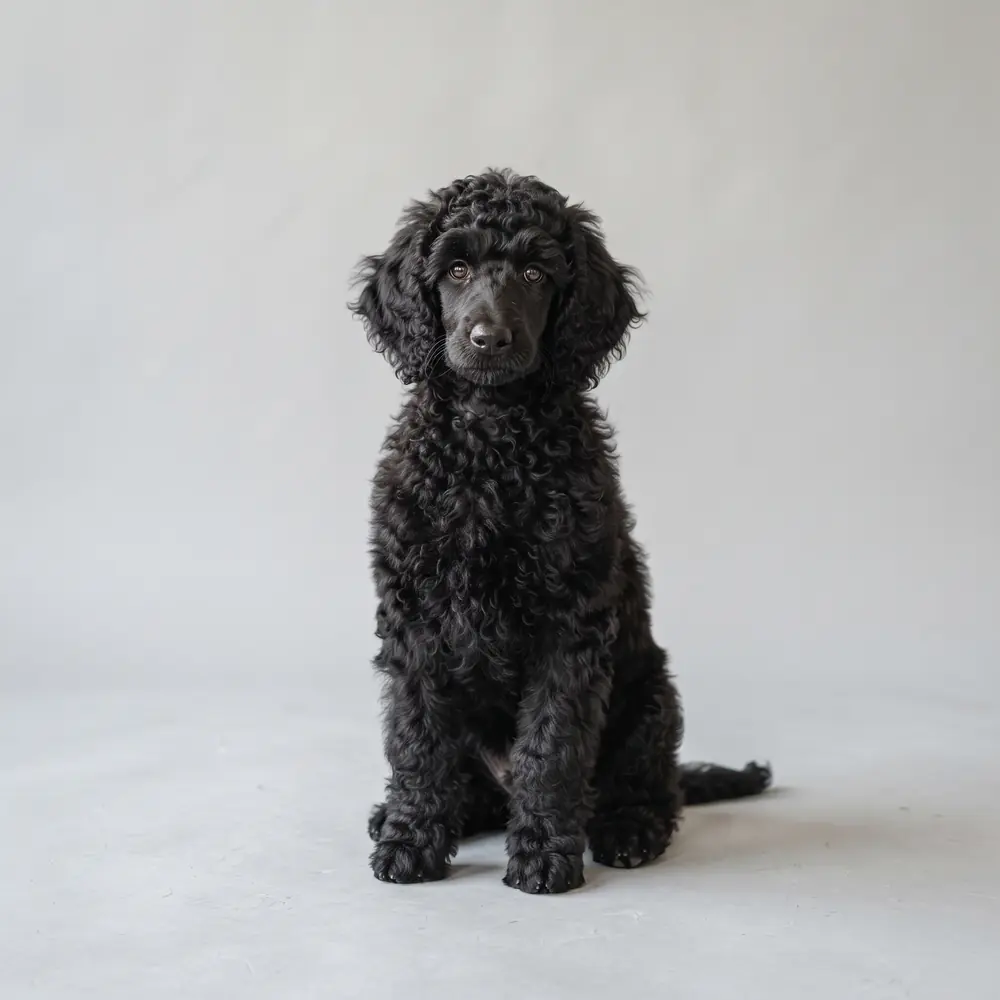 Illustration of a Standard Poodle: black coat. Not a photograph of a puppy for sale.
