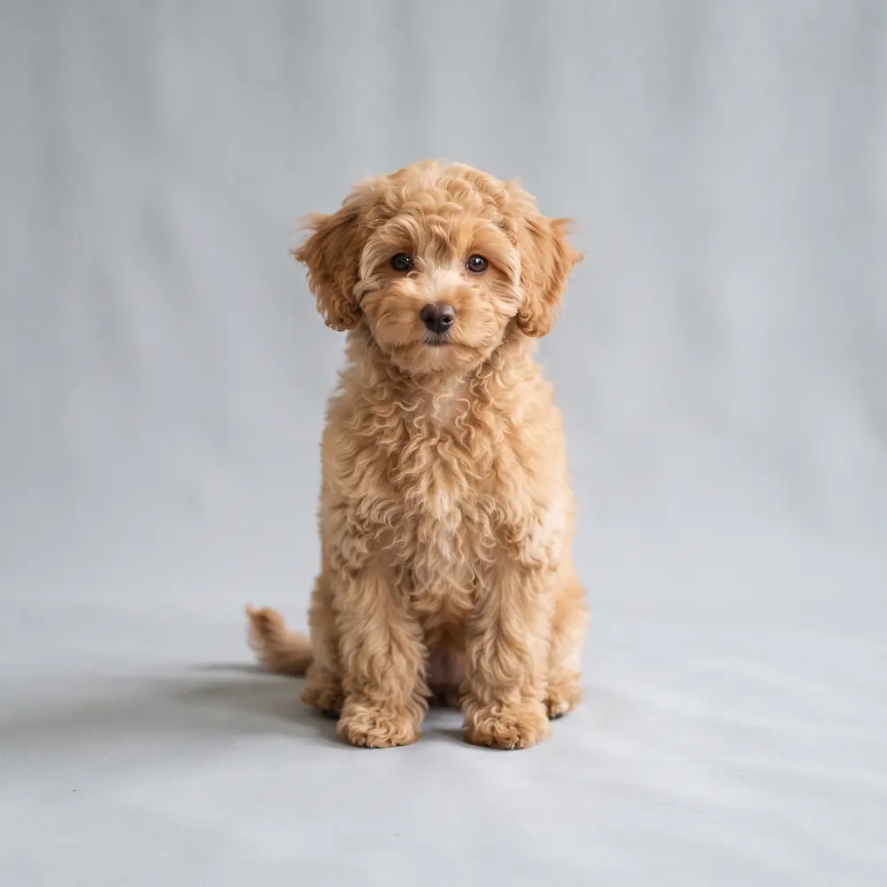 Illustration of a Toy Poodle: apricot coat. Not a photograph of a puppy for sale.