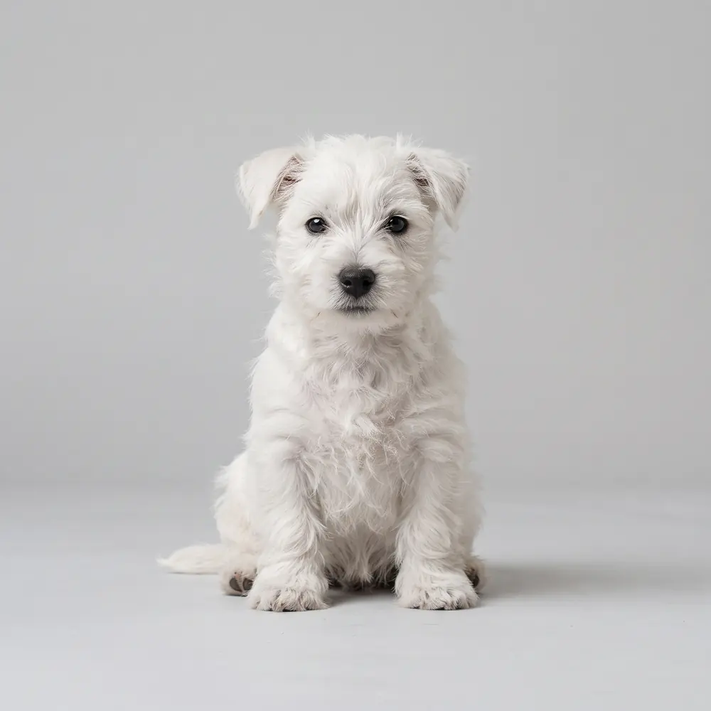 Illustration of a West Highland Terrier: white coat. Not a photograph of a puppy for sale.