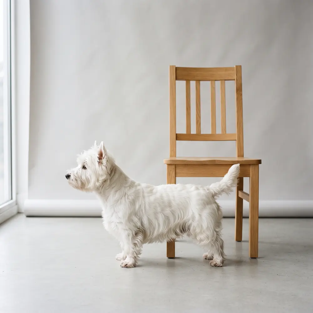 Illustration of a West Highland Terrier: grown, about 6–10 kg. Not a photograph of a puppy for sale.