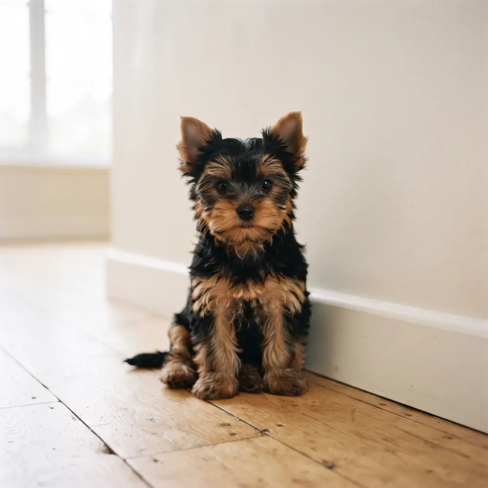 Illustration of a Yorkshire Terrier: black & tan coat. Not a photograph of a puppy for sale.