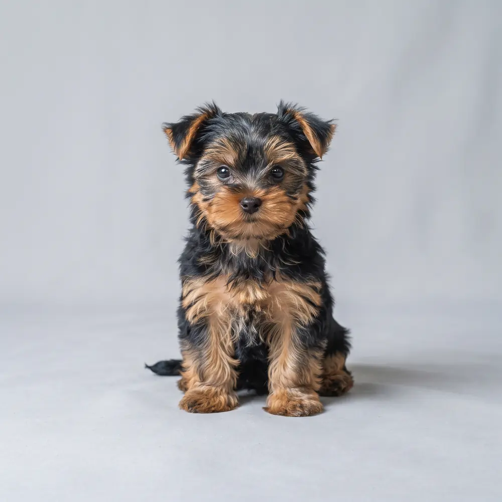 Illustration of a Yorkshire Terrier: blue & gold coat. Not a photograph of a puppy for sale.