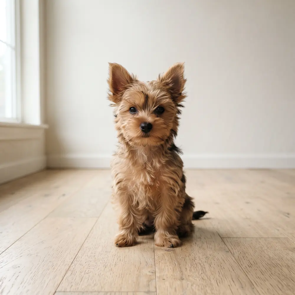 Illustration of a Yorkshire Terrier: tan coat. Not a photograph of a puppy for sale.